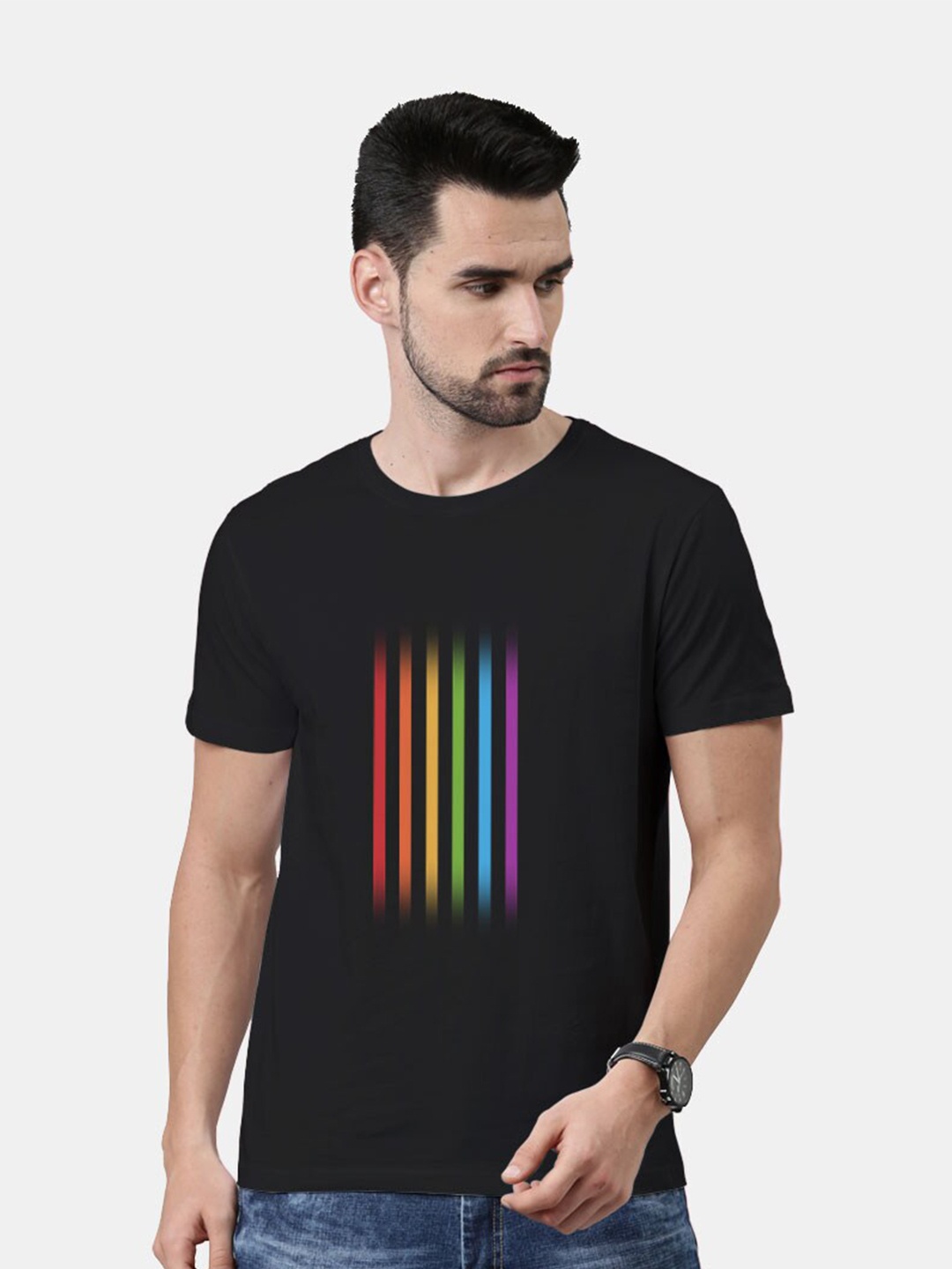 

macmerise Men Black Printed T-shirt