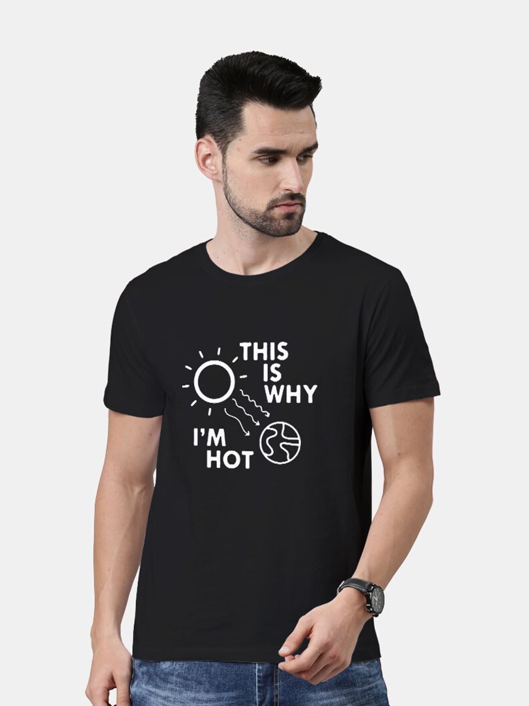 

macmerise Men Black & White Printed Bio Finish T-shirt