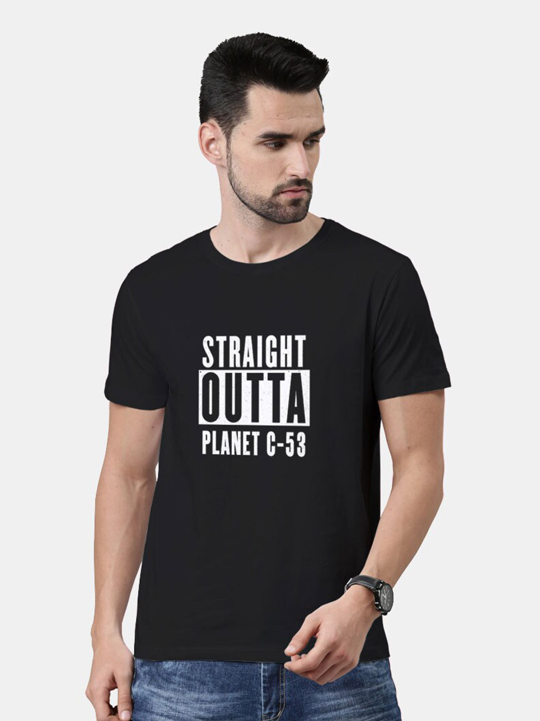 

macmerise Men Black Typography Printed Bio Finish T-shirt