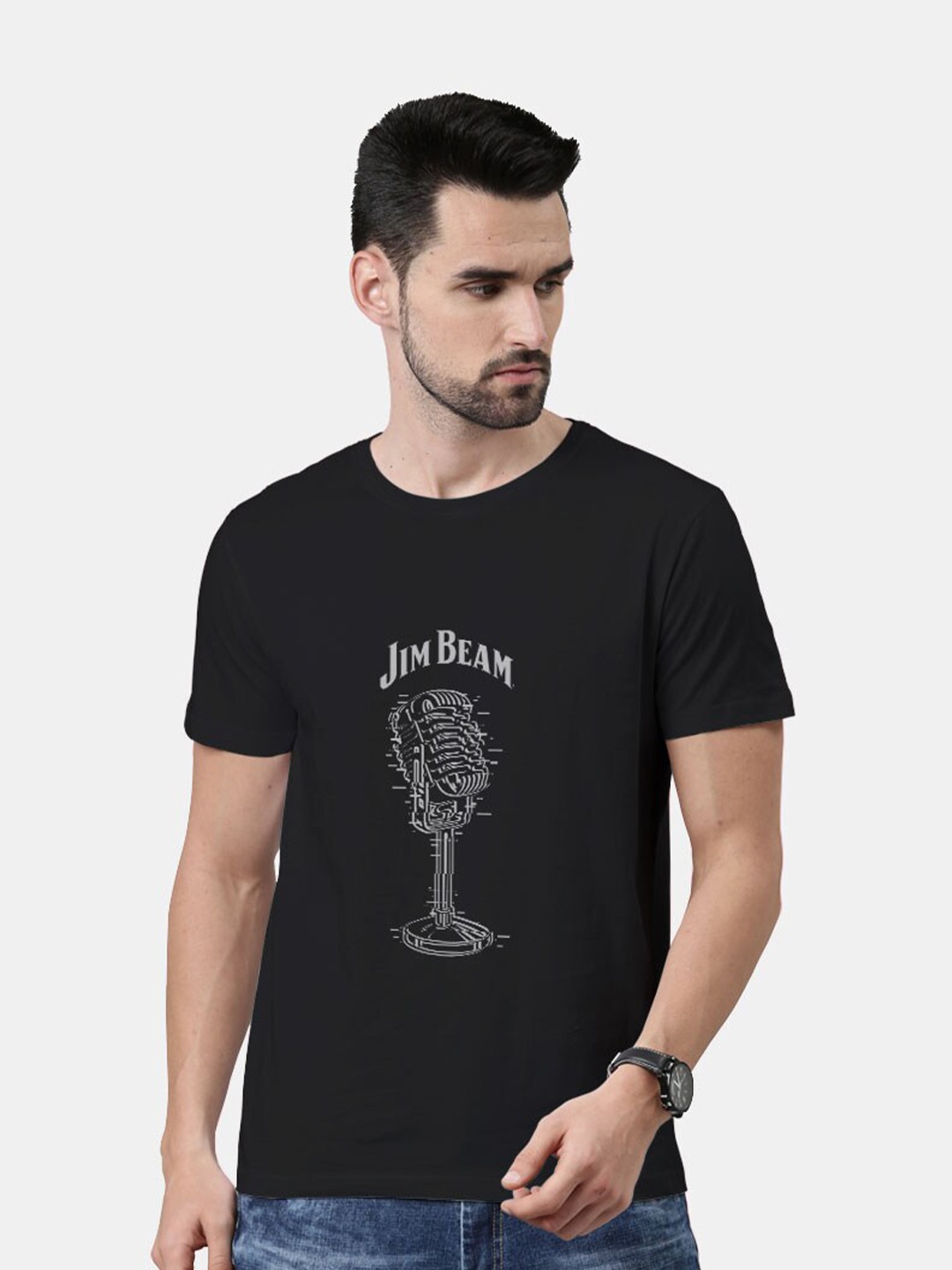 

macmerise Men Black Printed Bio Finish T-shirt