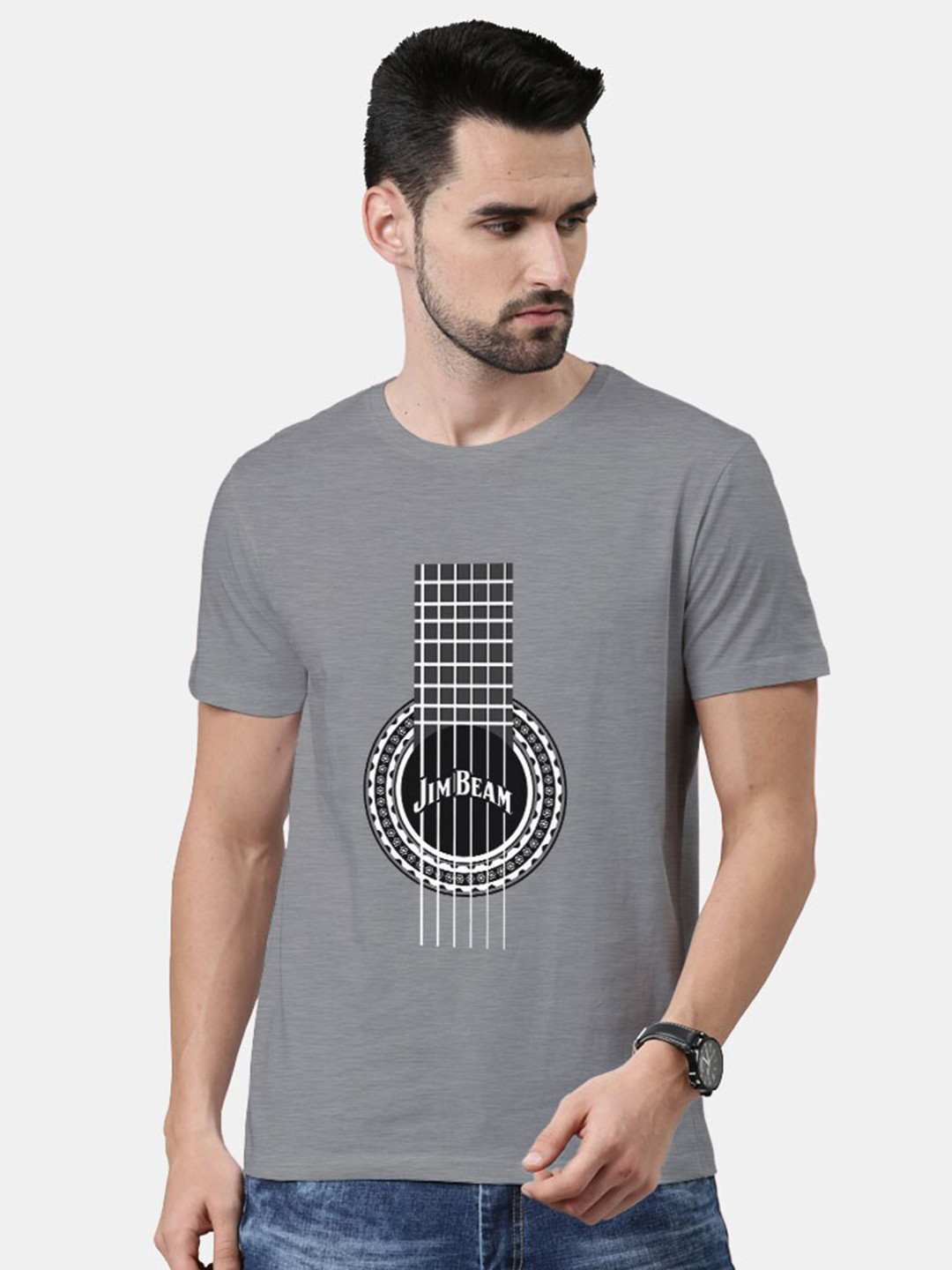 

macmerise Men Grey Typography Printed Bio Finish Cotton T-shirt