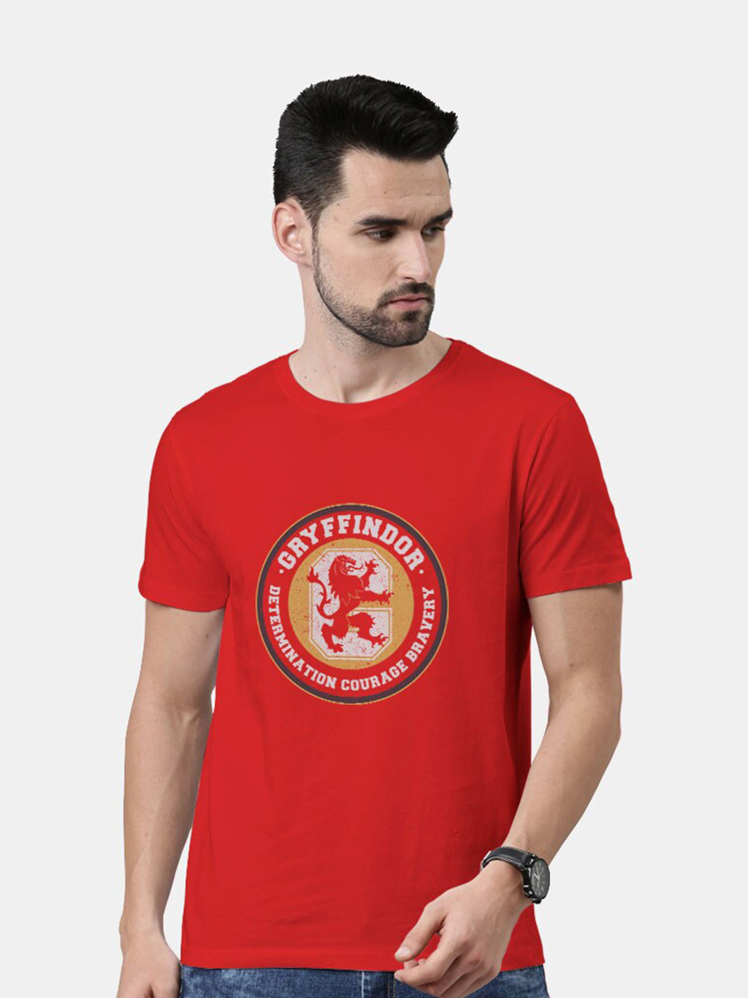 

macmerise Men Red Printed Bio Finish T-shirt