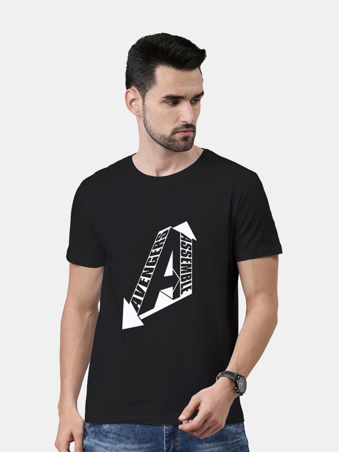 

macmerise Men Black Avengers Printed Bio Finish T-shirt
