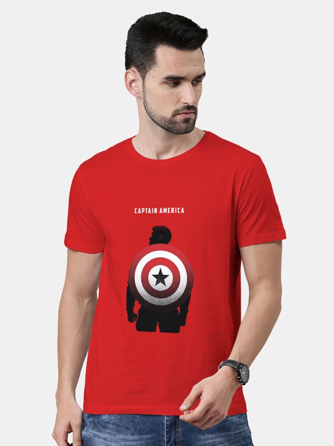

macmerise Men Red Printed Bio Finish T-shirt