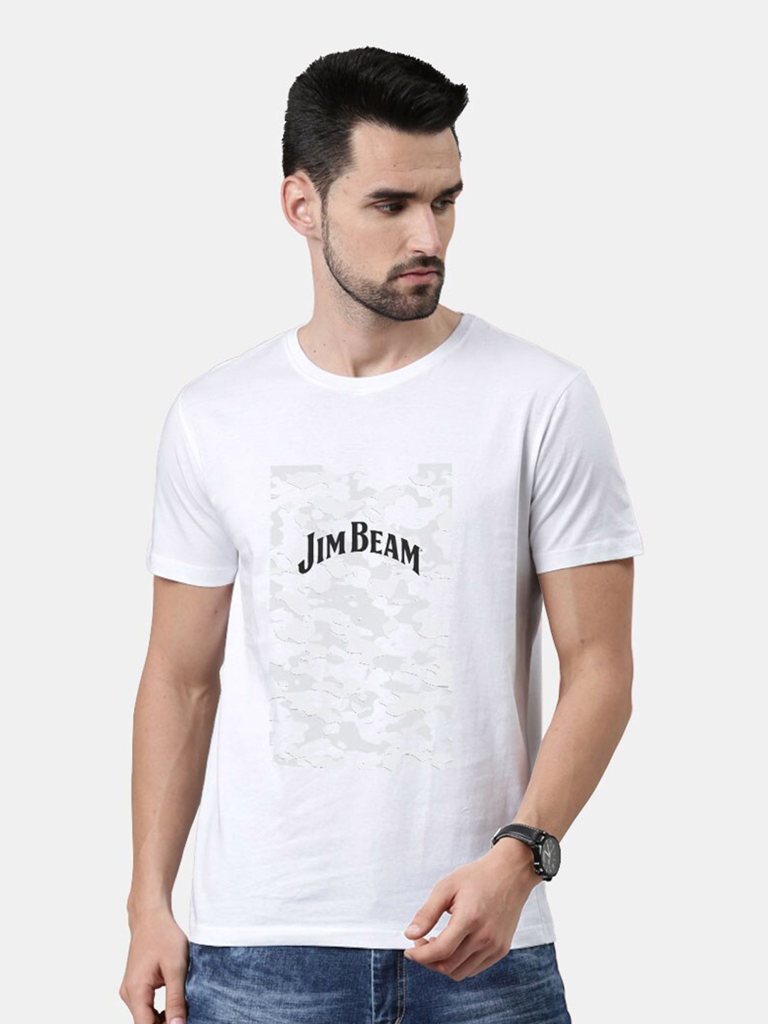 

macmerise Men White Typography Printed Bio Finish T-shirt