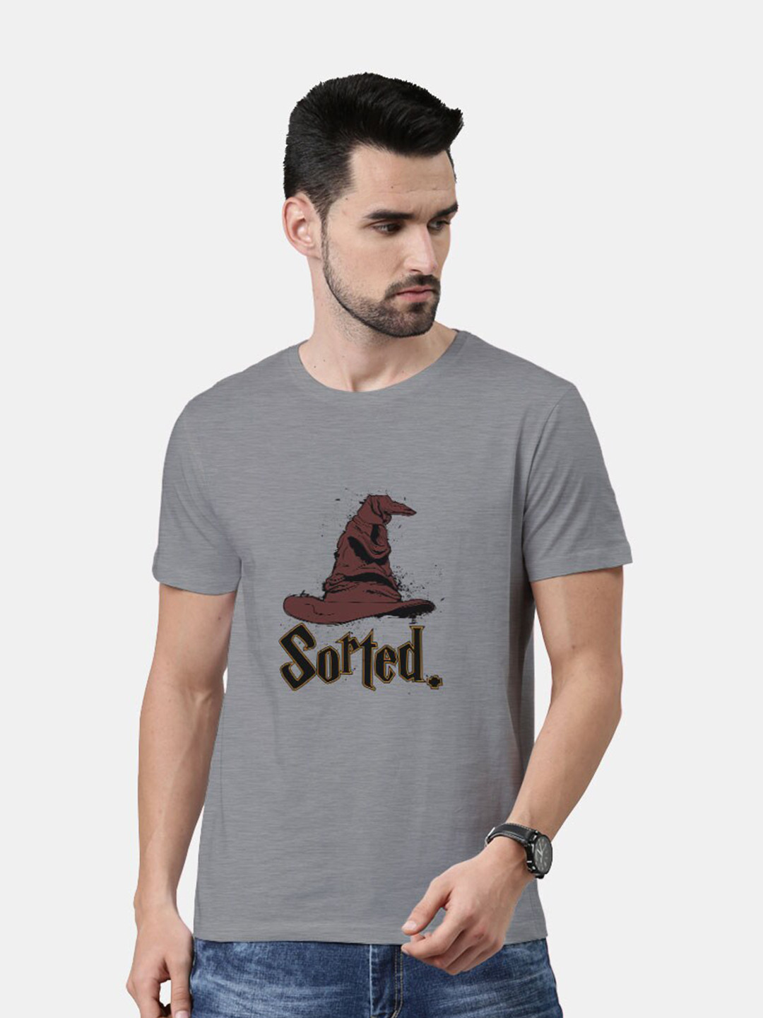 

macmerise Men Grey Printed Bio Finish T-shirt