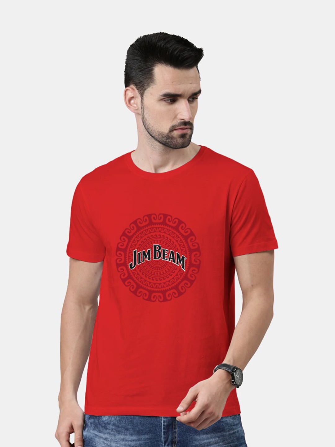 macmerise Men Red Typography Printed Bio Finish T-shirt