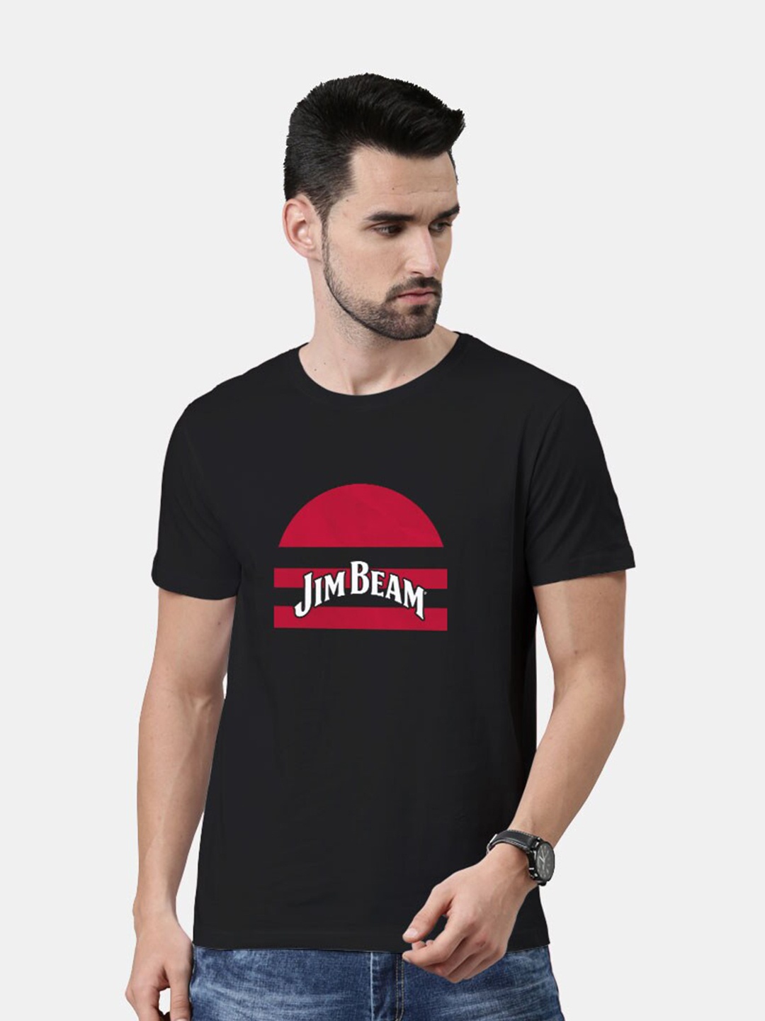 

macmerise Men Black & Red Printed Bio Finish T-shirt