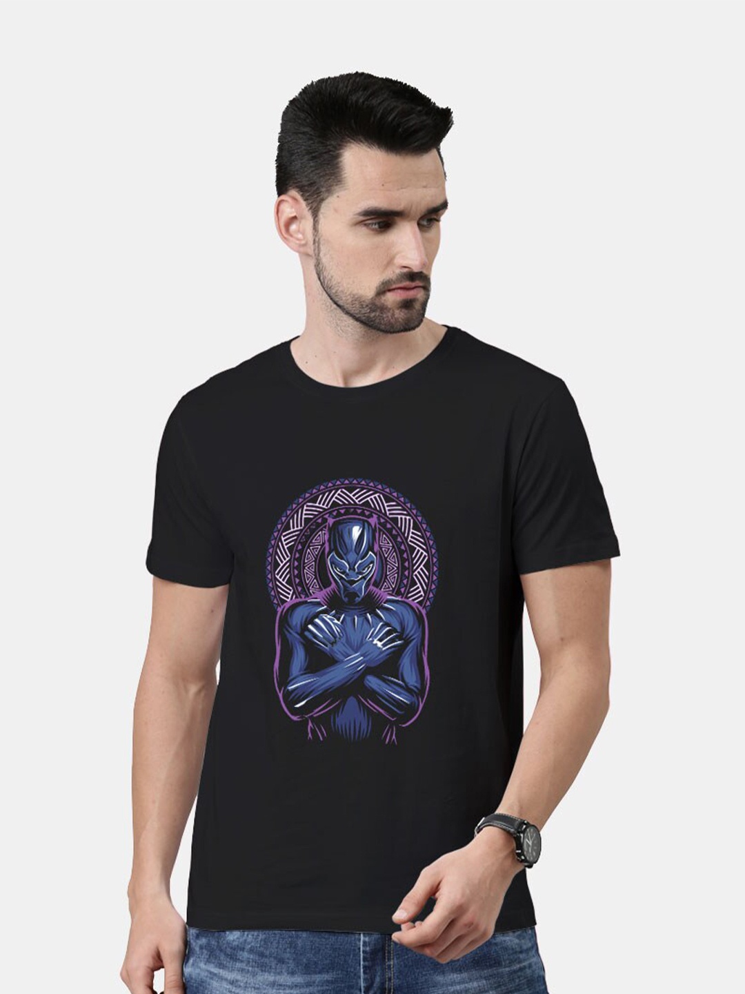 

macmerise Men Black Printed Bio Finish T-shirt