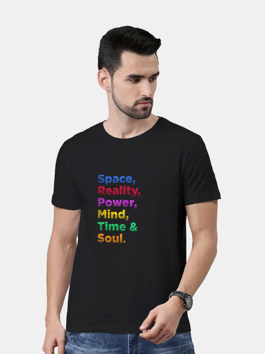 

macmerise Men Black Typography Printed Bio Finish Cotton T-shirt