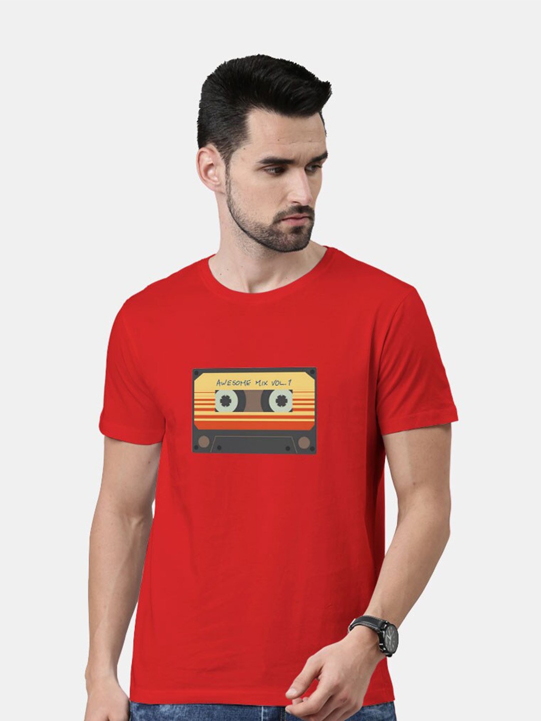 

macmerise Men Red Printed Bio Finish T-shirt