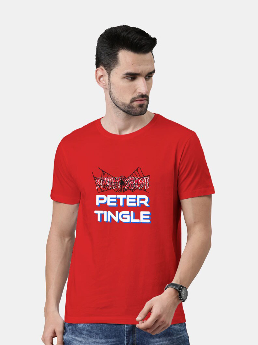 

macmerise Men Red Typography Printed Bio Finish T-shirt
