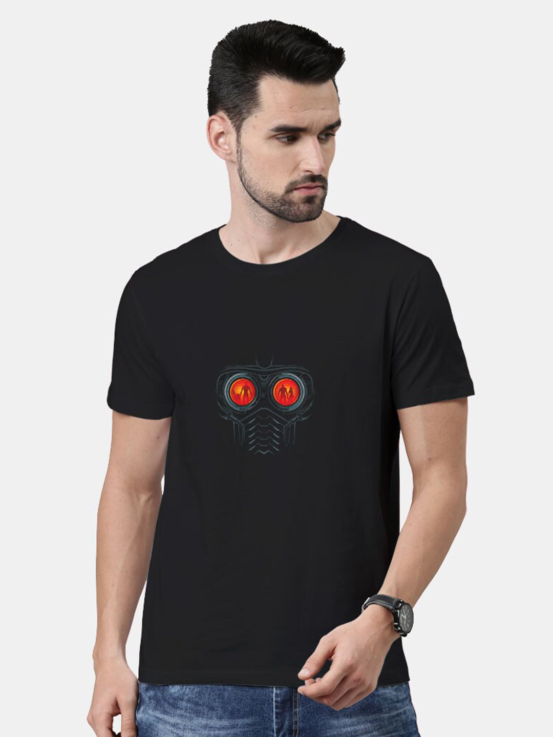 

macmerise Men Black Printed Bio Finish T-shirt