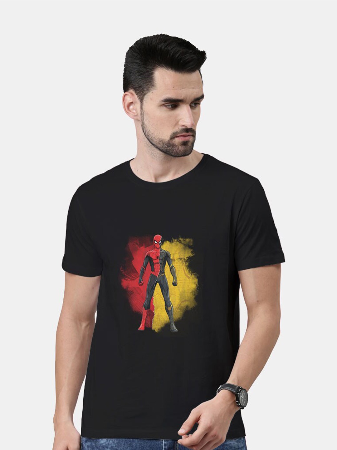 

macmerise Men Black Printed Bio Finish T-shirt