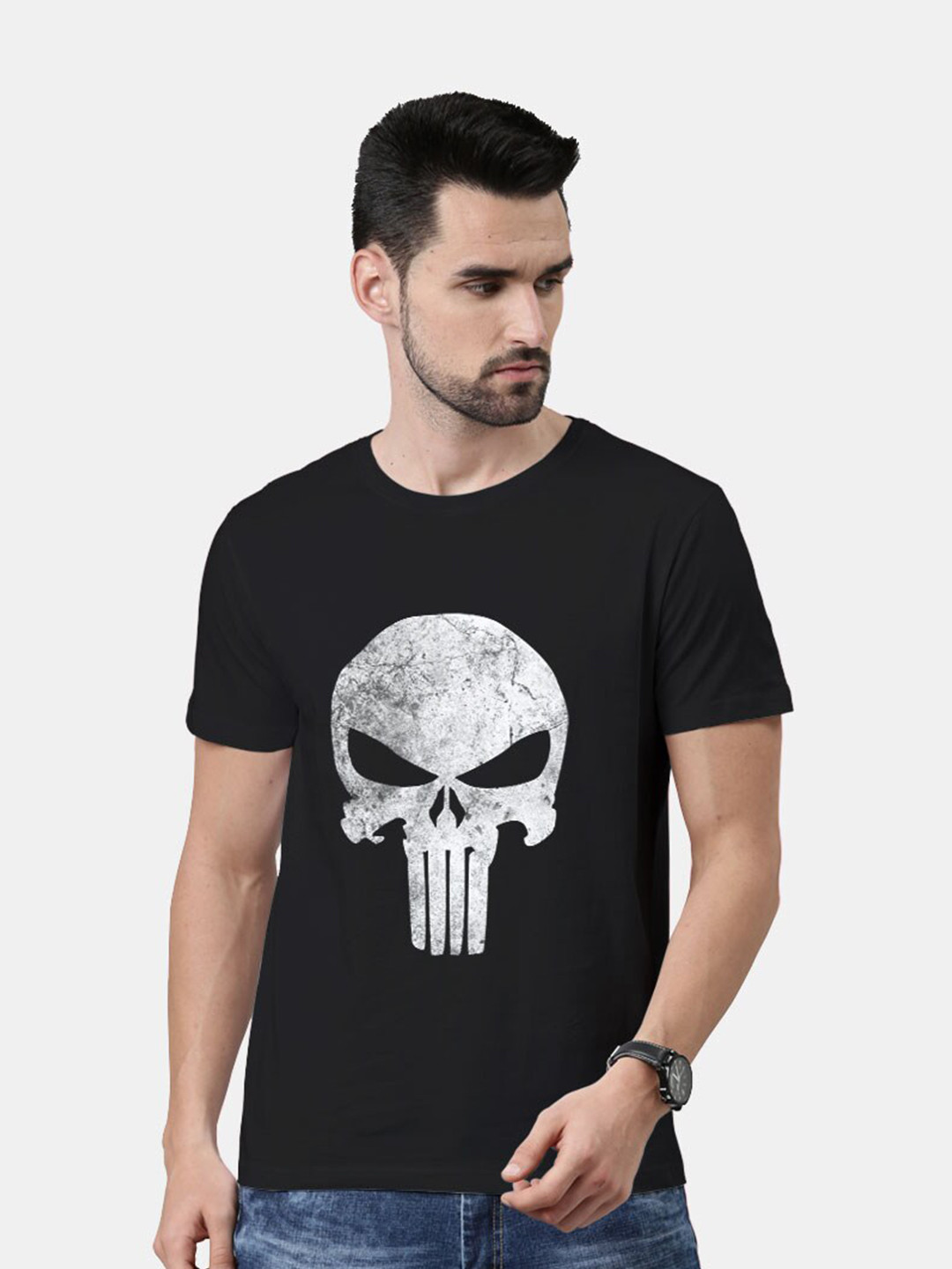 

macmerise Men Black Printed Bio Finish T-shirt