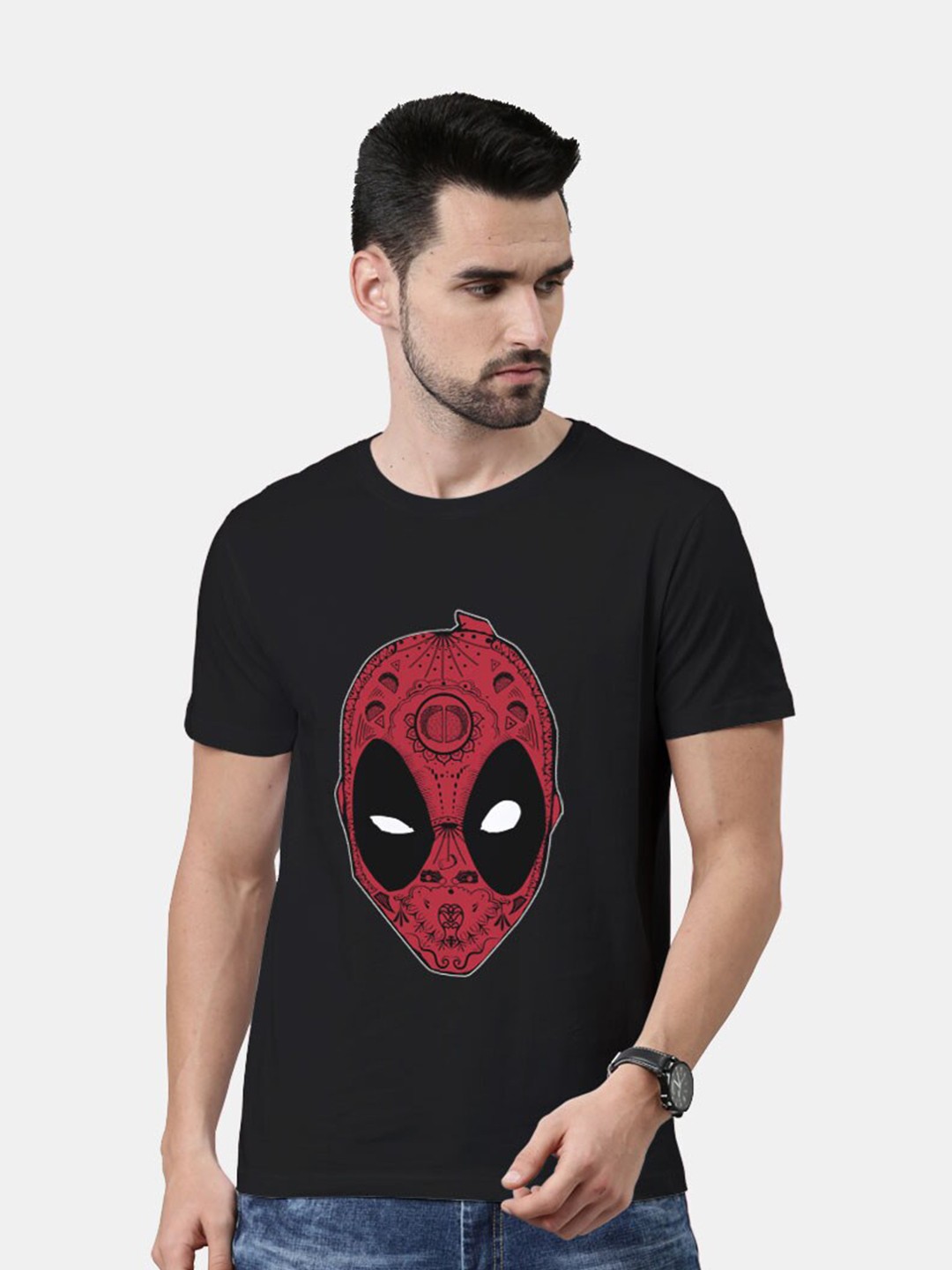 

macmerise Men Black Graphic Printed Bio Finish T-shirt