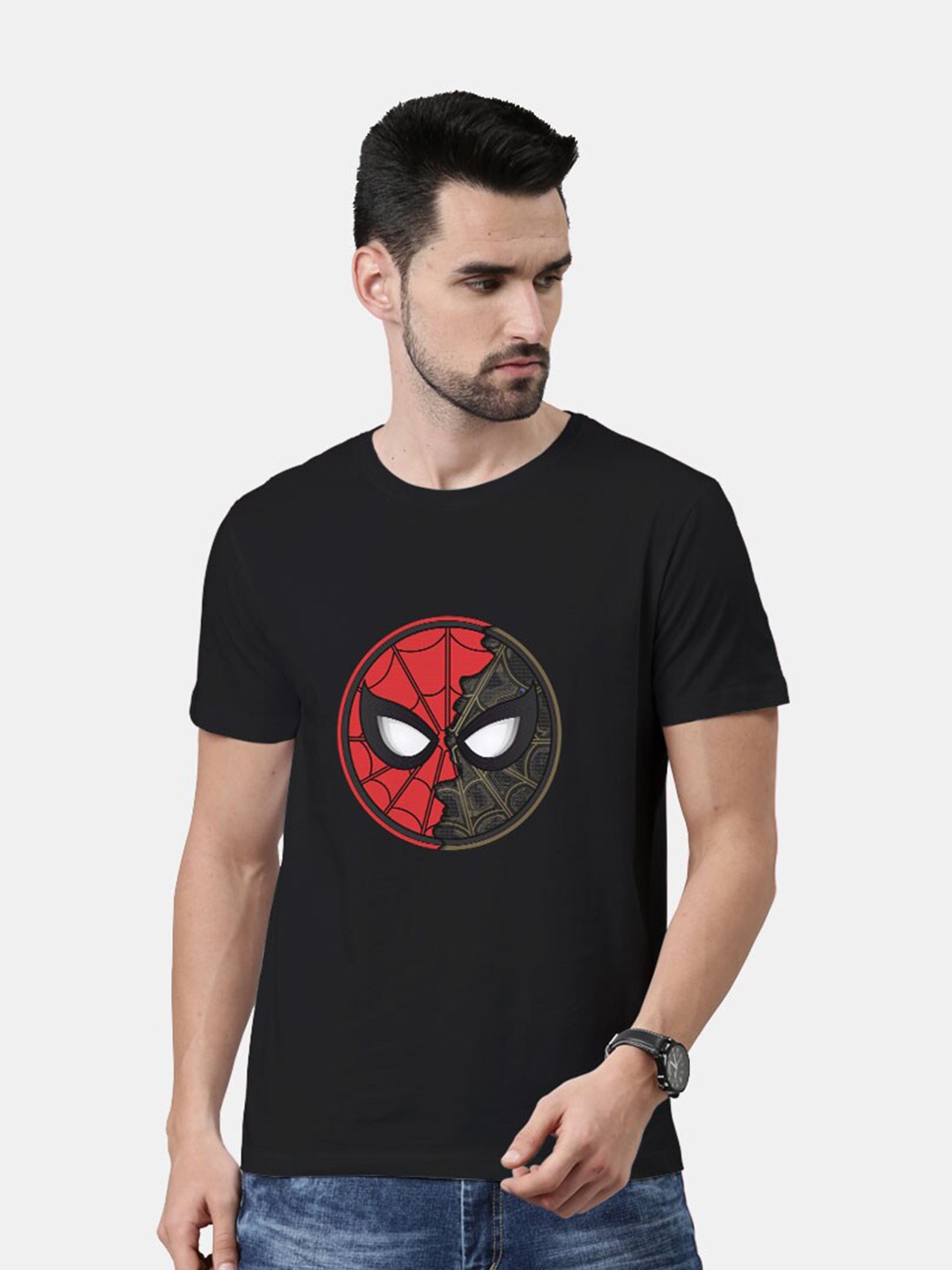 

macmerise Men Black Printed Bio Finish T-shirt