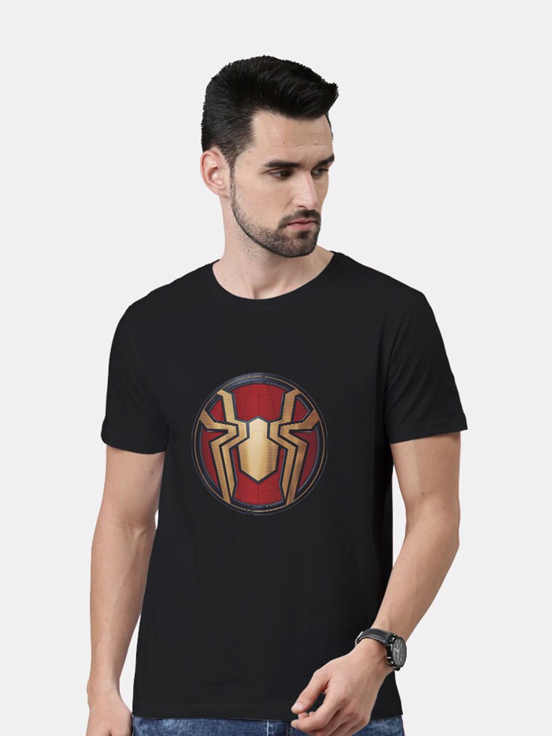 

macmerise Men Black Sports Printed Bio Finish Cotton T-shirt