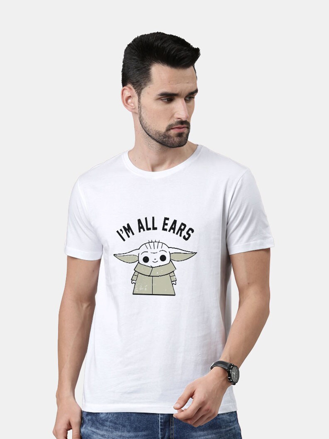 

macmerise Men White Printed Bio Finish Cotton T-shirt