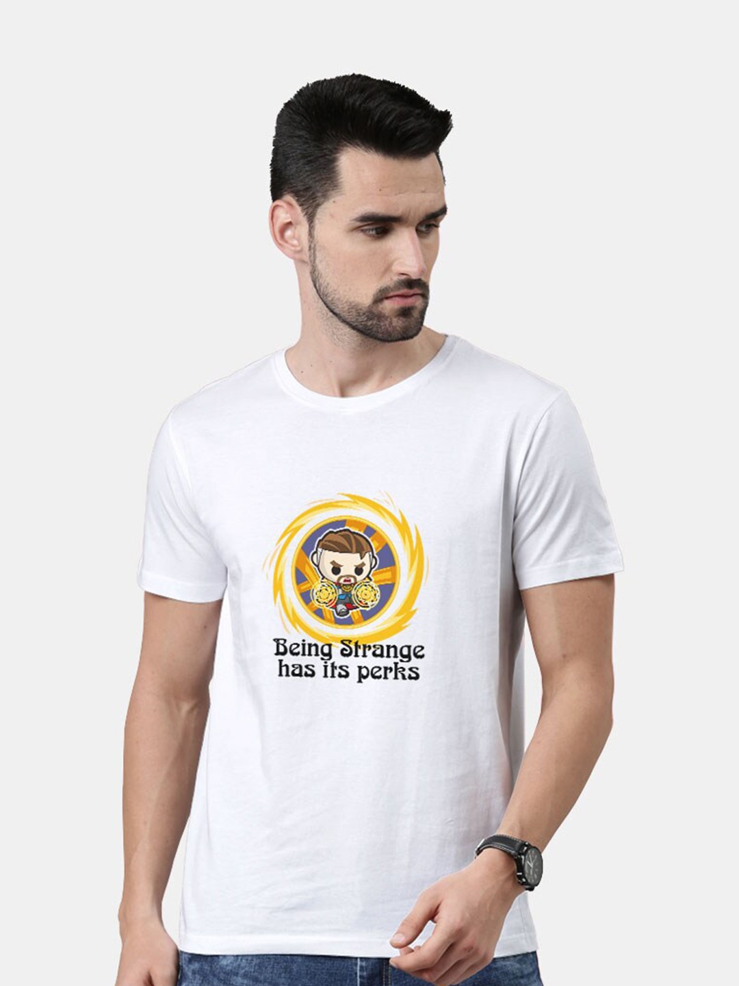 

macmerise Men White Printed Bio Finish T-shirt