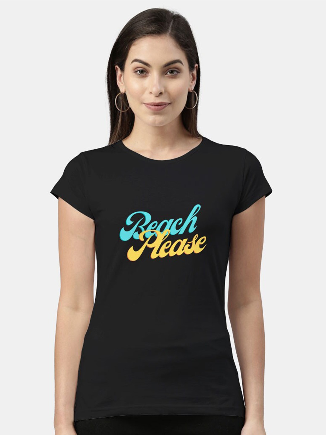 

macmerise Women Black Typography Printed Bio Finish T-shirt