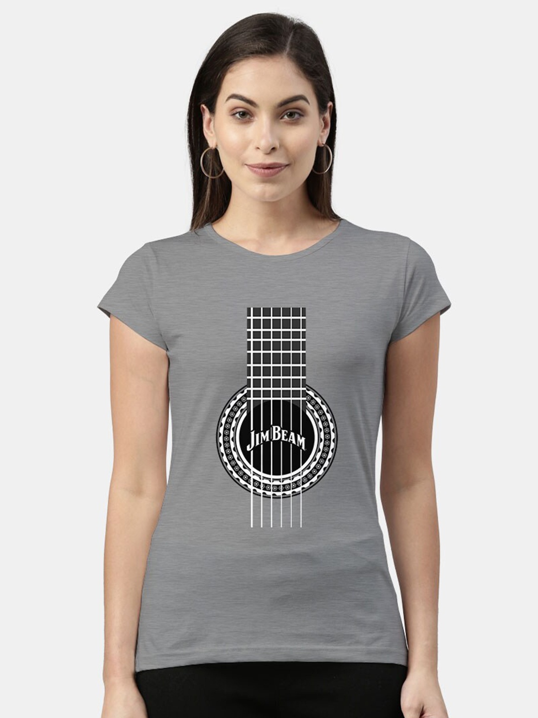 

macmerise Women Grey Printed Bio Finish T-shirt