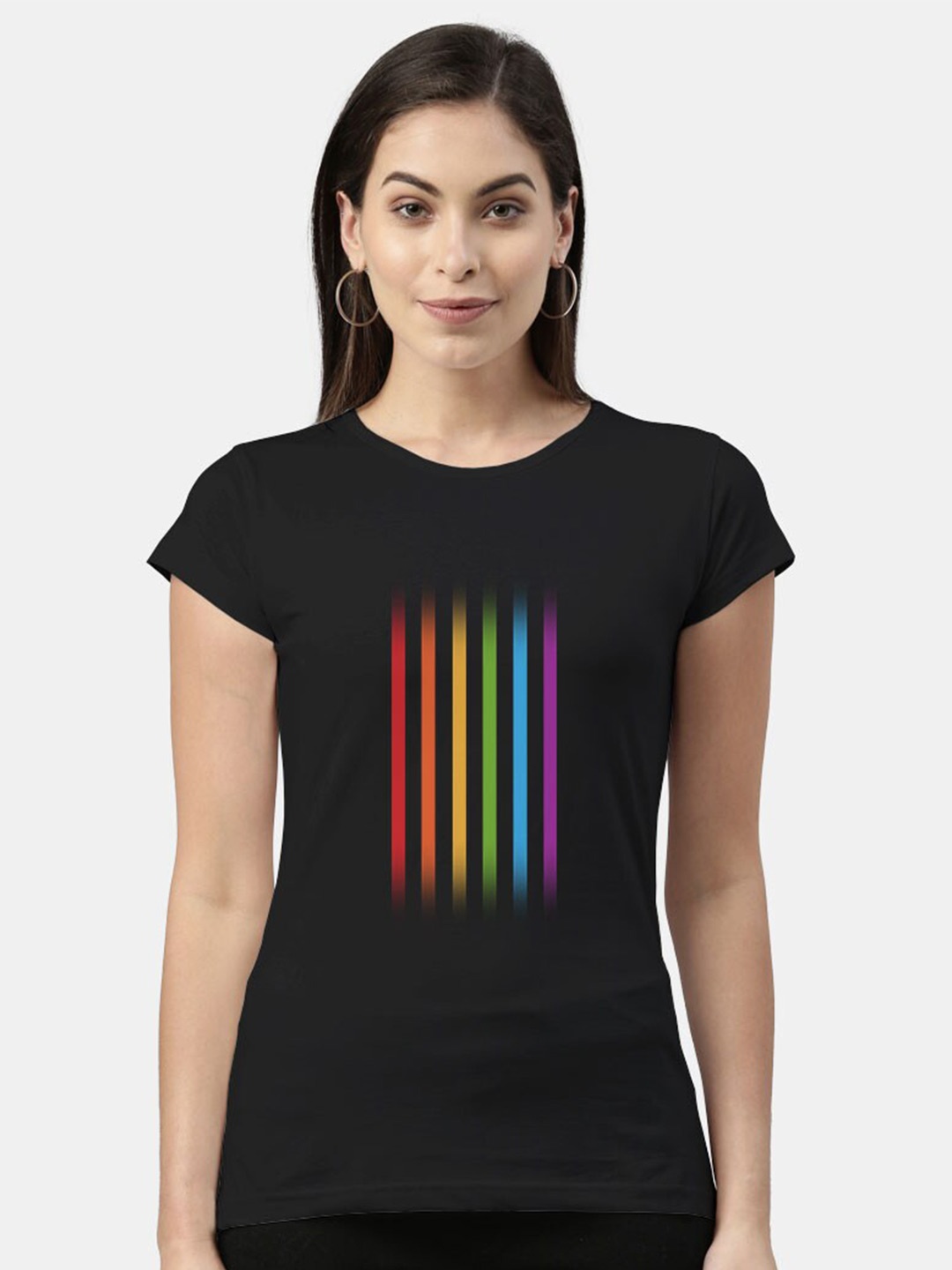 

macmerise Women Black Printed Bio Finish T-shirt