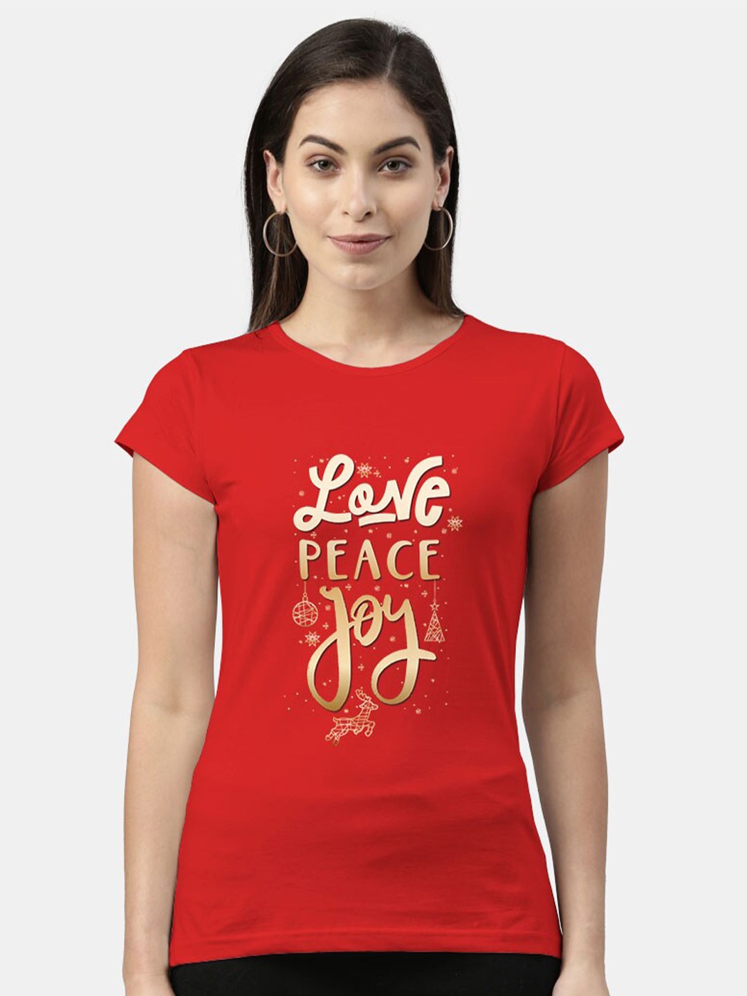 

macmerise Women Red Typography Printed Bio Finish T-shirt