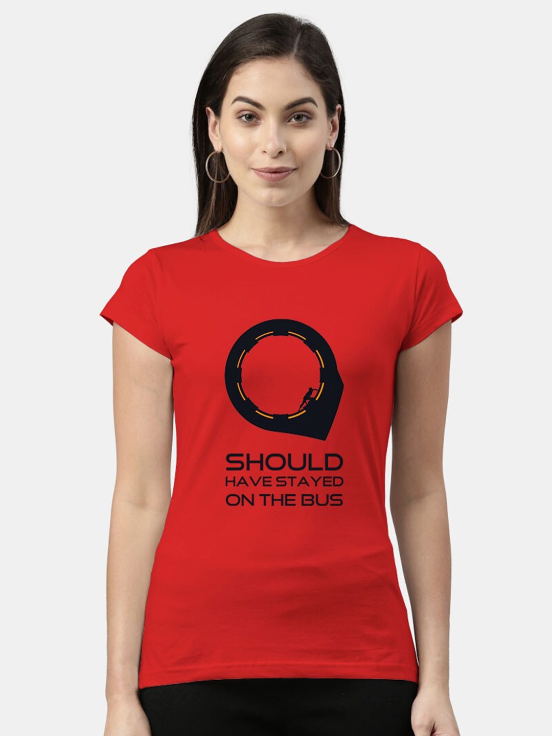 

macmerise Women Red Printed Bio Finish T-shirt