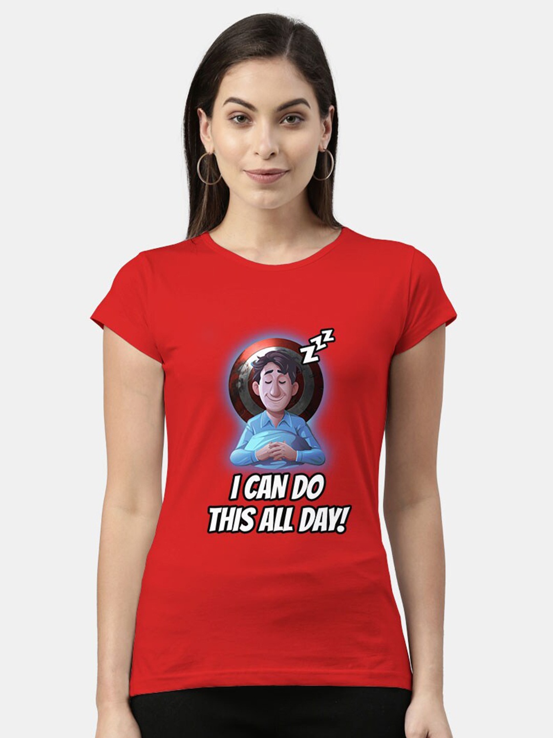 

macmerise Women Red Printed Bio Finish T-shirt