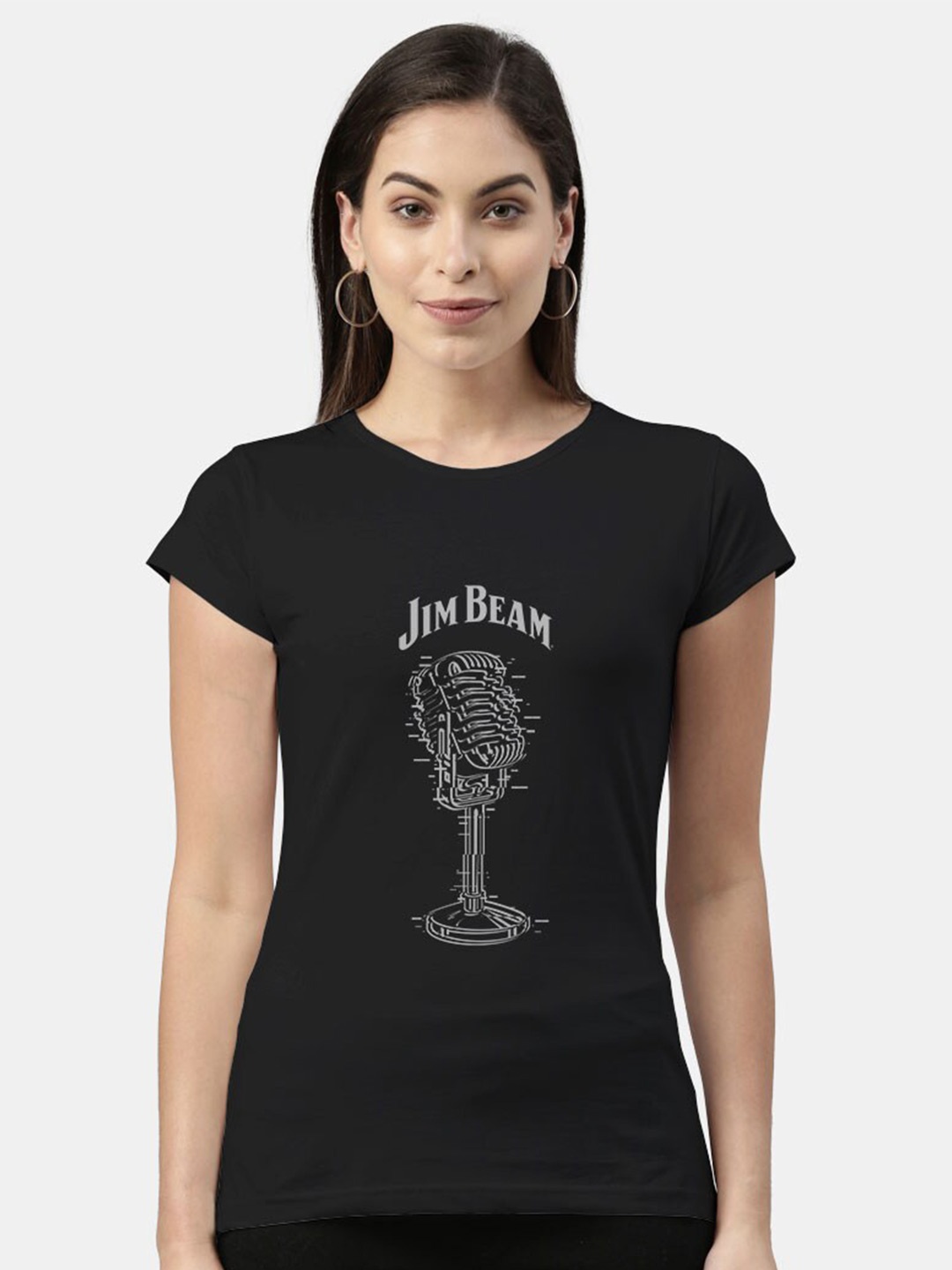 

macmerise Women Black Typography Printed Bio Finish T-shirt
