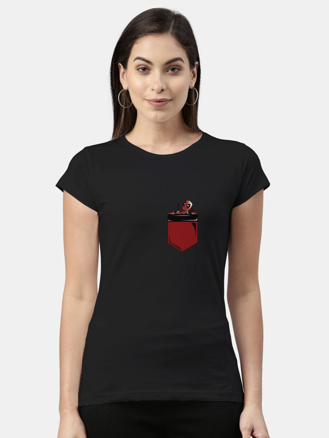 

macmerise Women Black Solid T-shirt