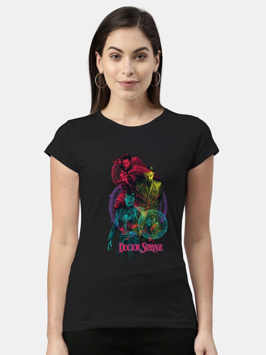 

macmerise Women Black & Red Printed Bio Finish T-shirt