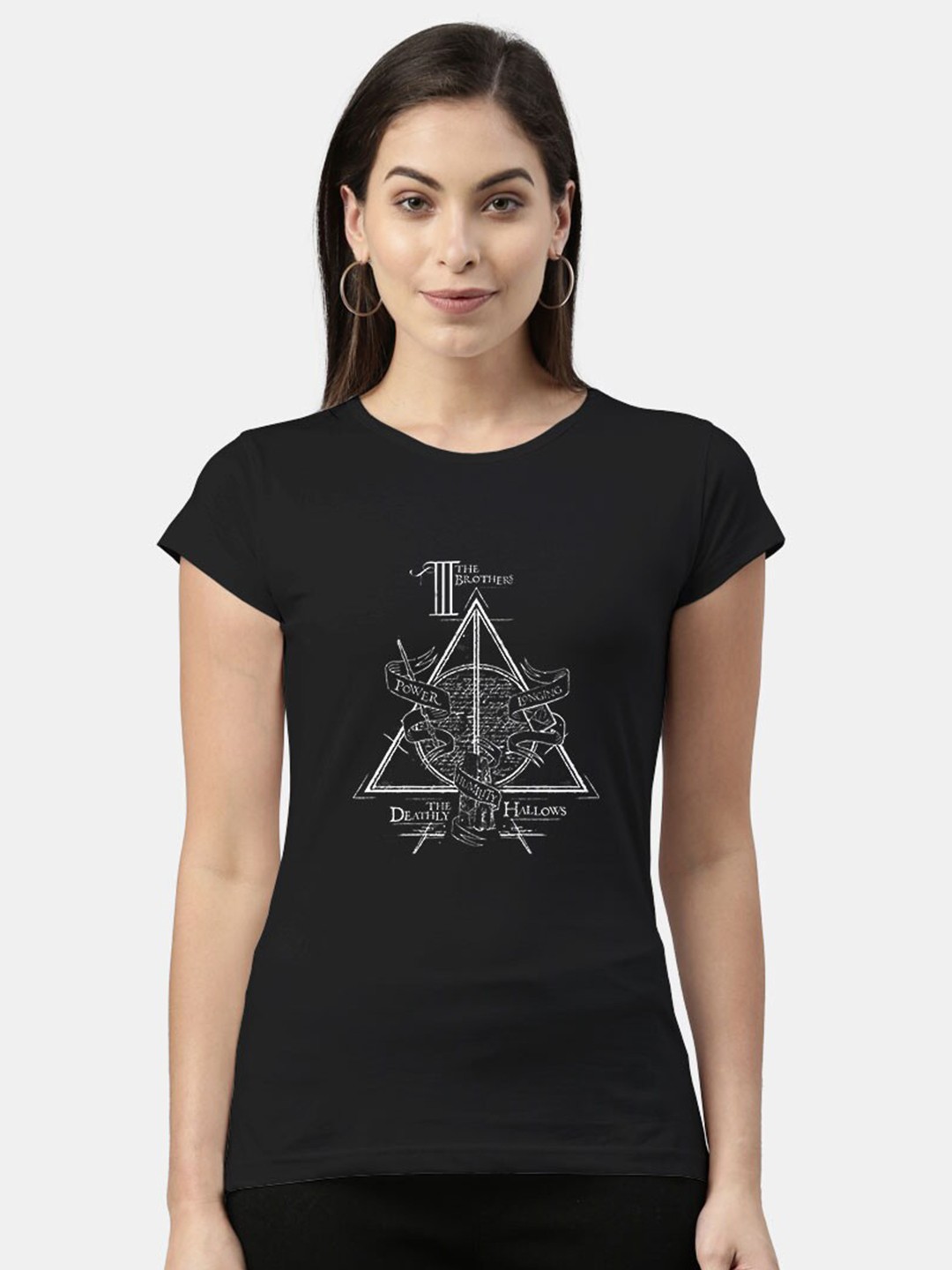 

macmerise Women Black Typography Printed Extended Sleeves Bio Finish Cotton T-shirt