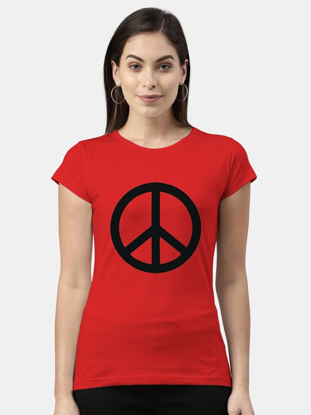 

macmerise Women Red Printed Bio Finish Cotton T-shirt