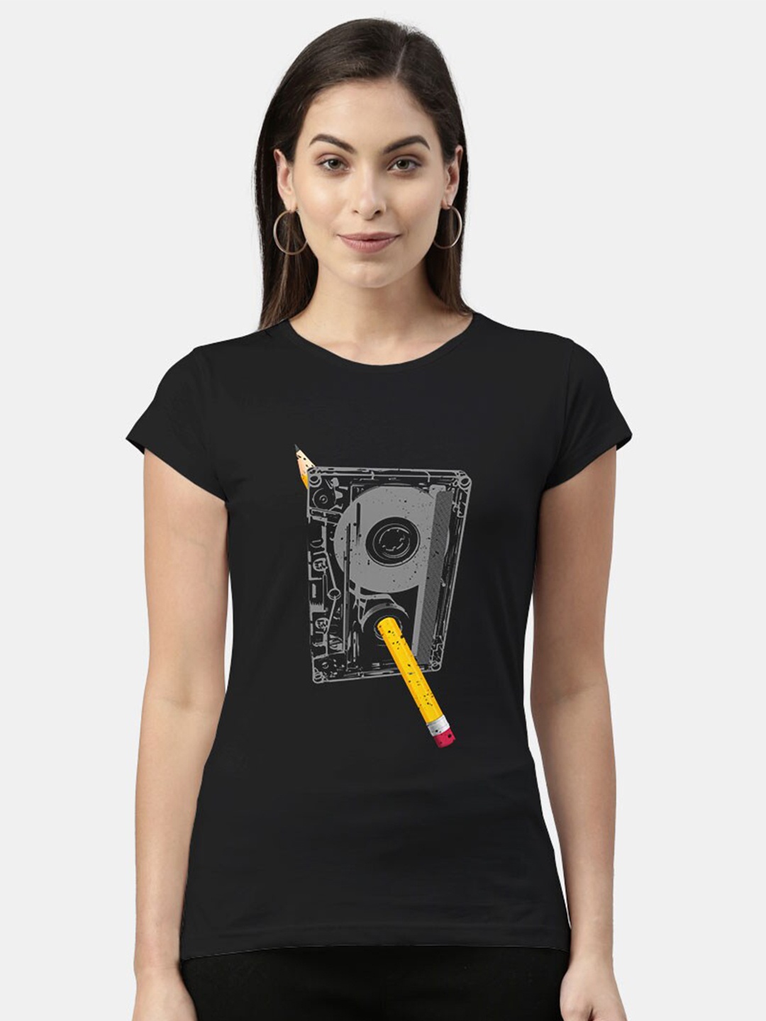 

Macmerise Women Black Typography Printed Bio Finish T-shirt