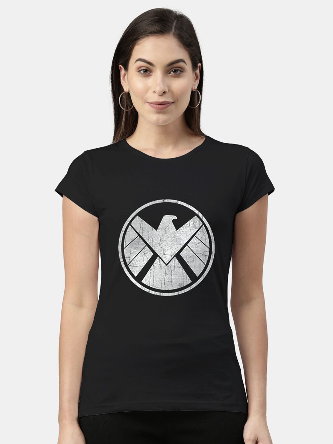 

macmerise Women Black Printed Bio Finish T-shirt