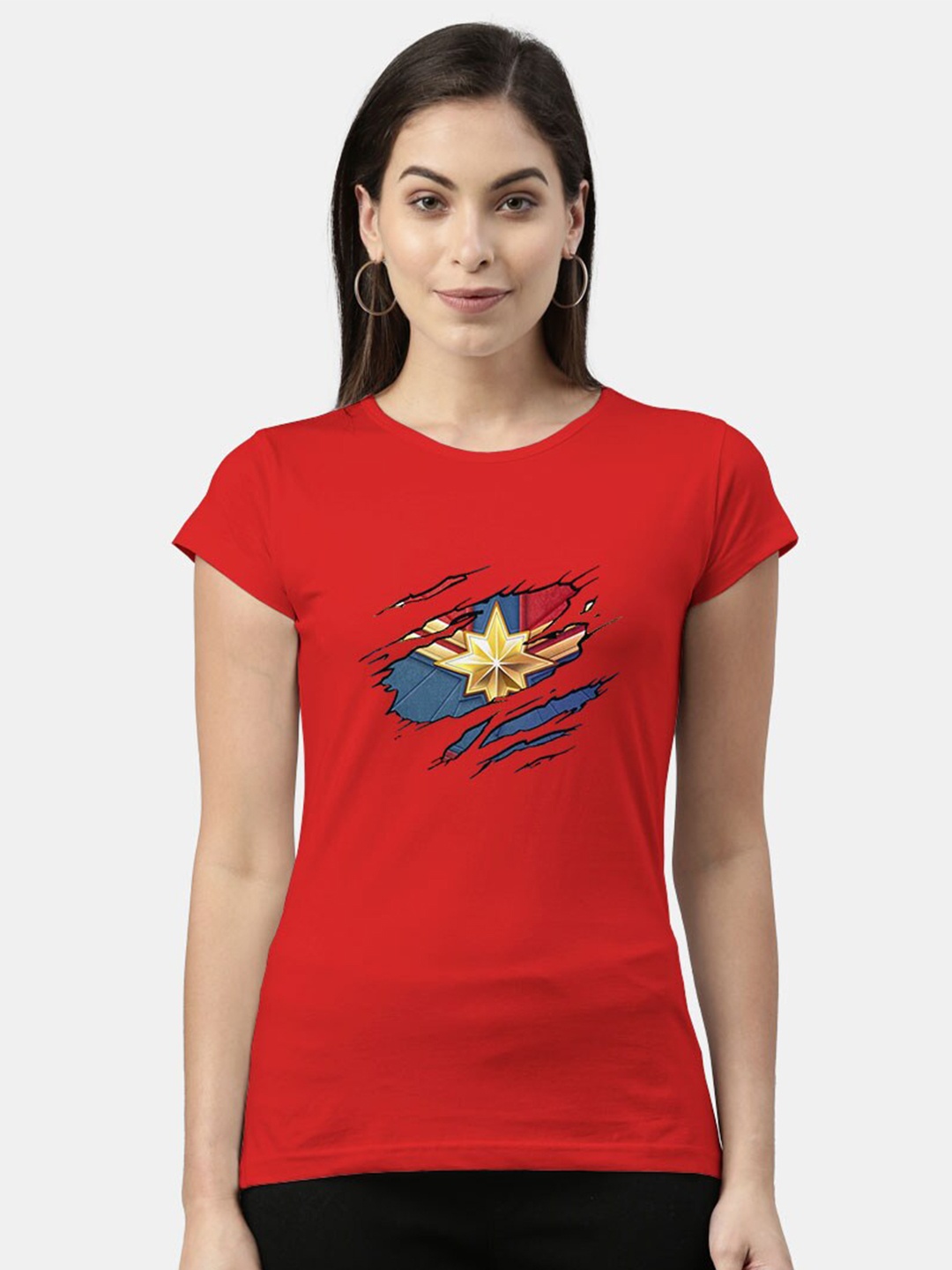 

macmerise Women Red Printed Bio Finish T-shirt