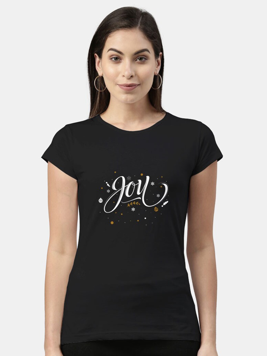 macmerise Women Black Typography Printed Bio Finish T-shirt