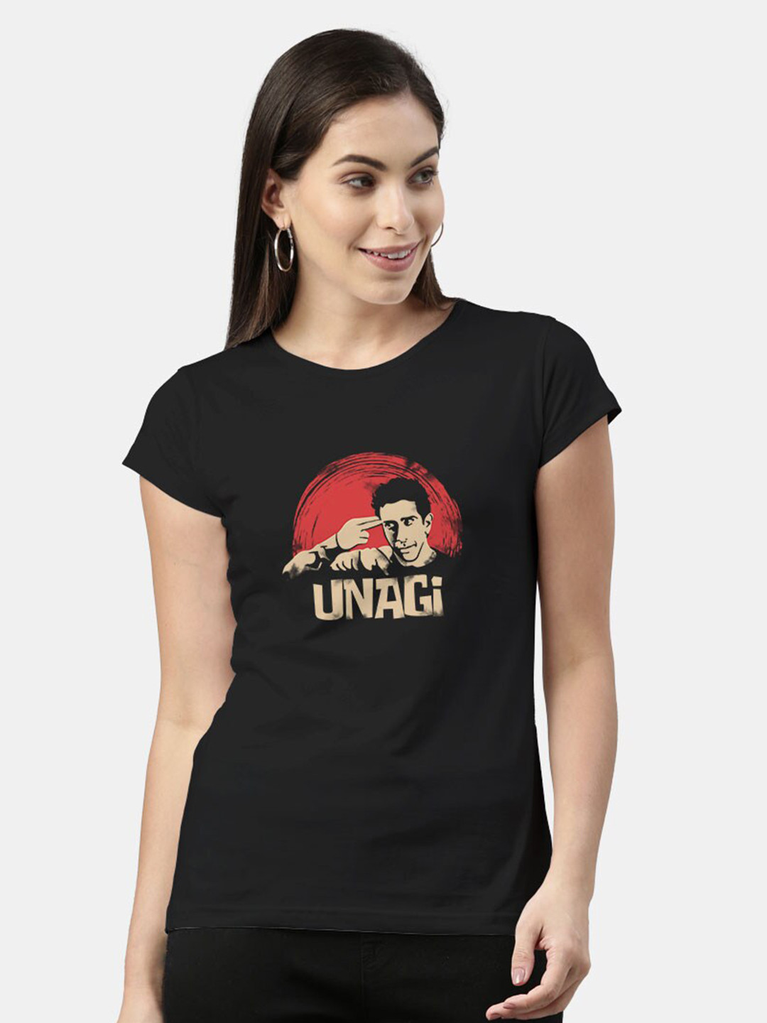

macmerise Women Black Printed Bio Finish T-shirt