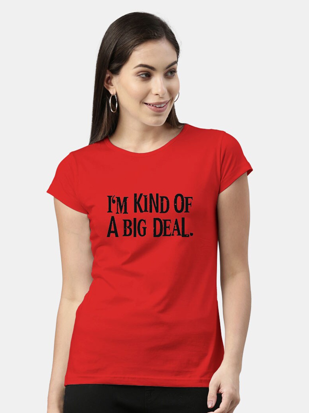 

macmerise Women Red Typography Printed Designer T-Shirts