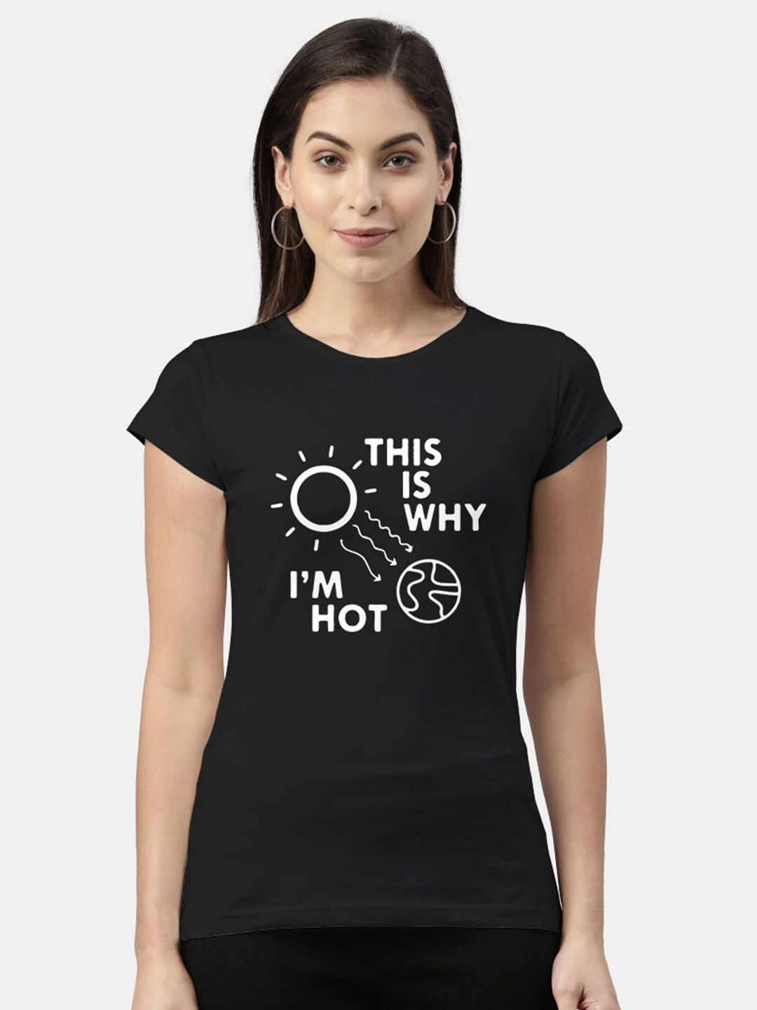 

macmerise Women Black Typography Printed Bio Finish T-shirt