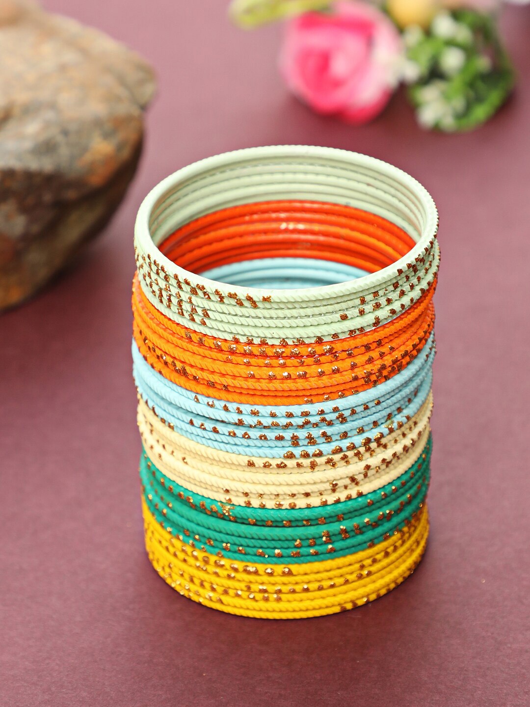 Jazz and Sizzle Set of 24 Solid Bangle Set, Green