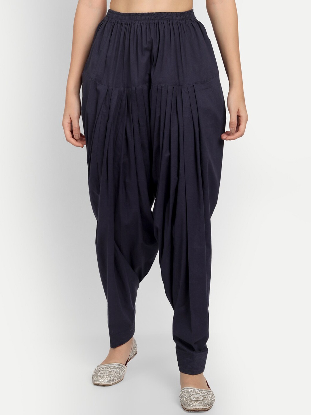 

APELLA Women Navy Blue Solid Cotton Salwar