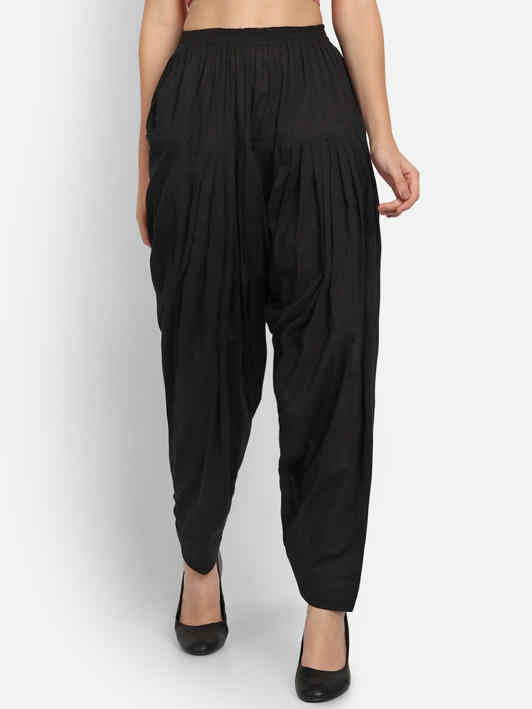 APELLA Women Black Solid Cotton Loose Fit Salwar