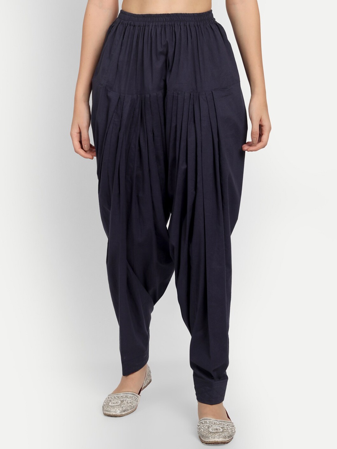 

APELLA Women Navy Blue Solid Cotton Salwar