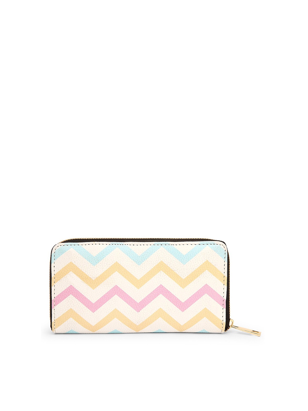 

TEAM 11 Women White & Green Geometric Printed Zip Detail Zip Around Wallet