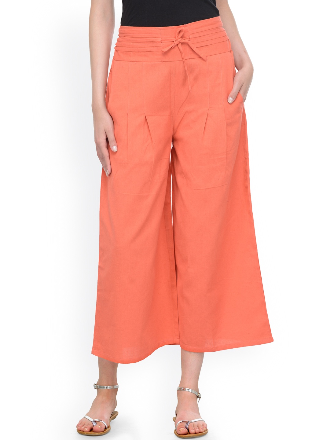 

Bitterlime Women Peach-Coloured Relaxed Regular Fit Solid Culottes
