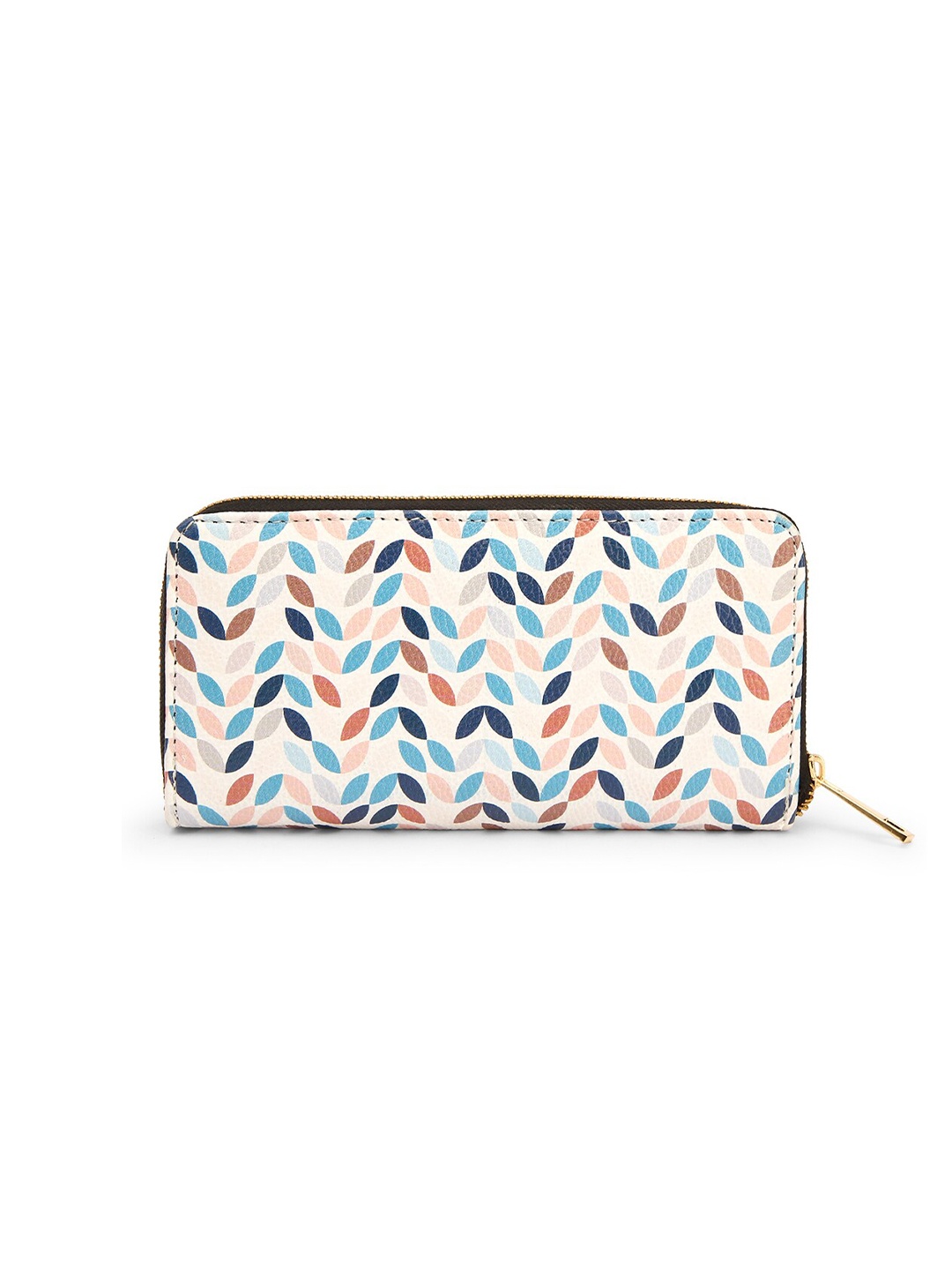 

TEAM 11 Women White & Blue Floral Printed Zip Detail Zip Around Wallet