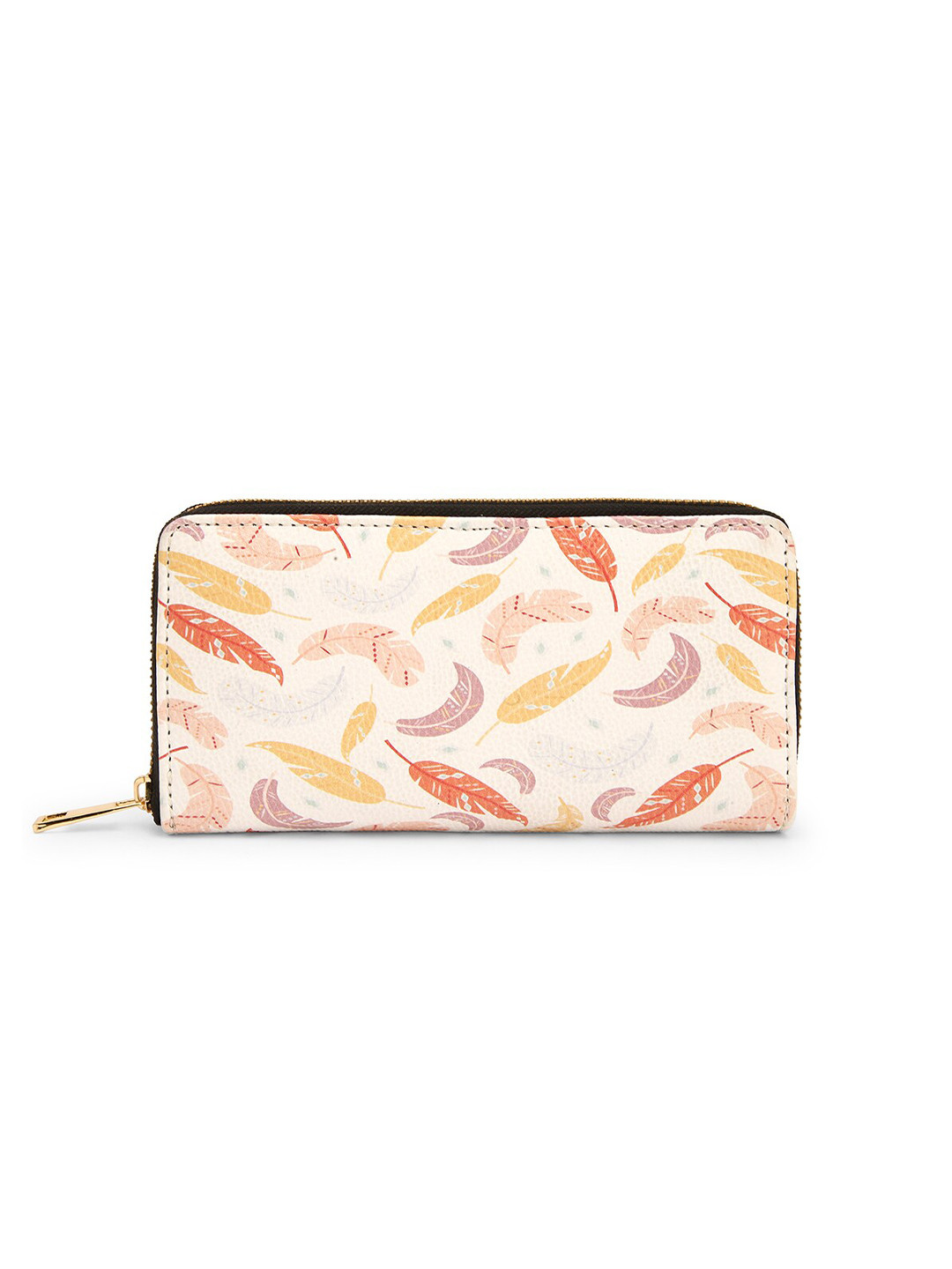 

TEAM 11 Women White & Purple Floral Printed Zip Detail Zip Around Wallet